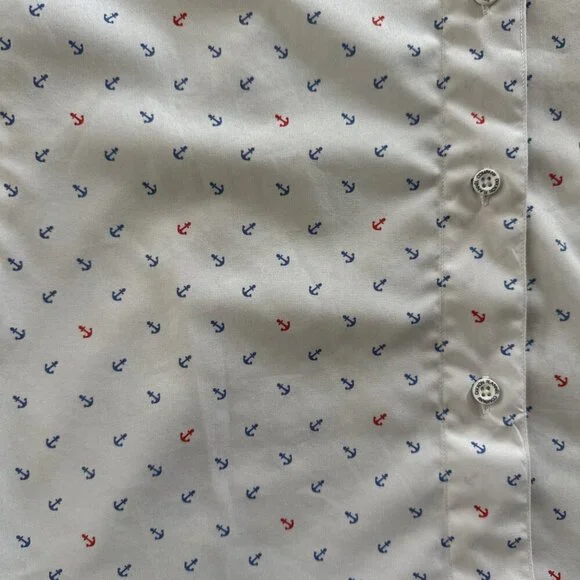 Dixxon Flannel Medium Shipwrecked Shirt Womens White Anchor Coastal Nautical Top - Picture 4 of 7